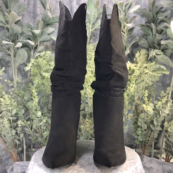 SO Tibia Black 17” Faux Suede Pointed Toe Fashion Slouch Boots WMS 10M🌟NIB🌟 - Picture 2 of 14